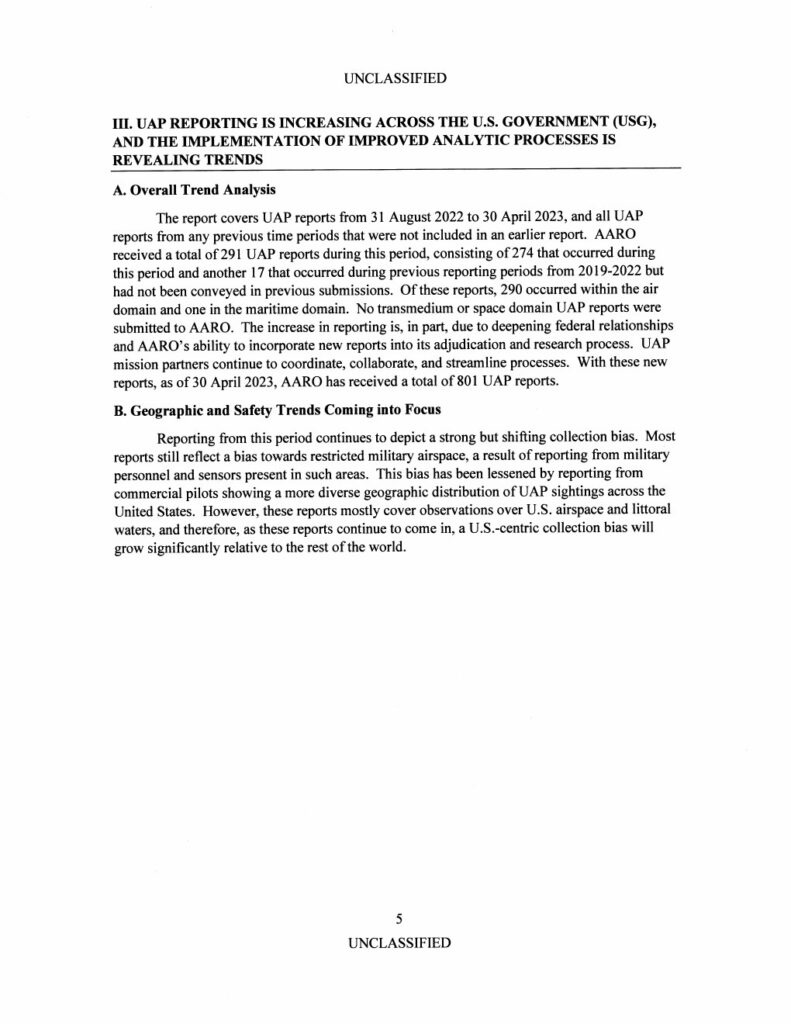 FY2023 UAP年次報告公式PDFの6ページ