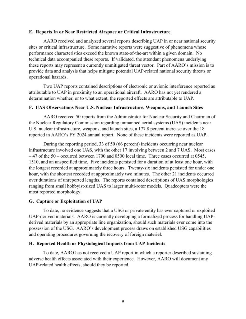 FY2025 UAP年次報告公式PDFの10ページ