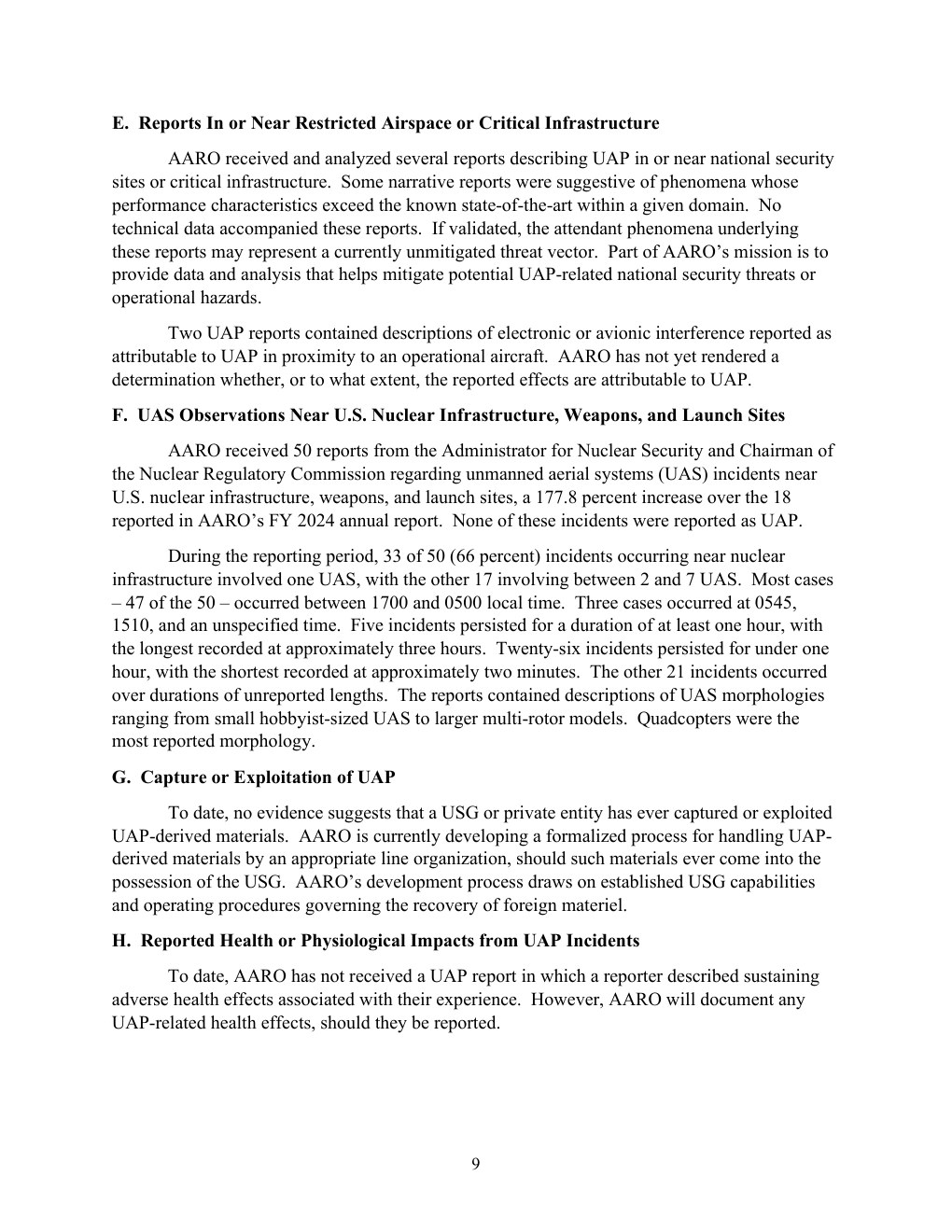 FY2025 UAP年次報告公式PDFの10ページ