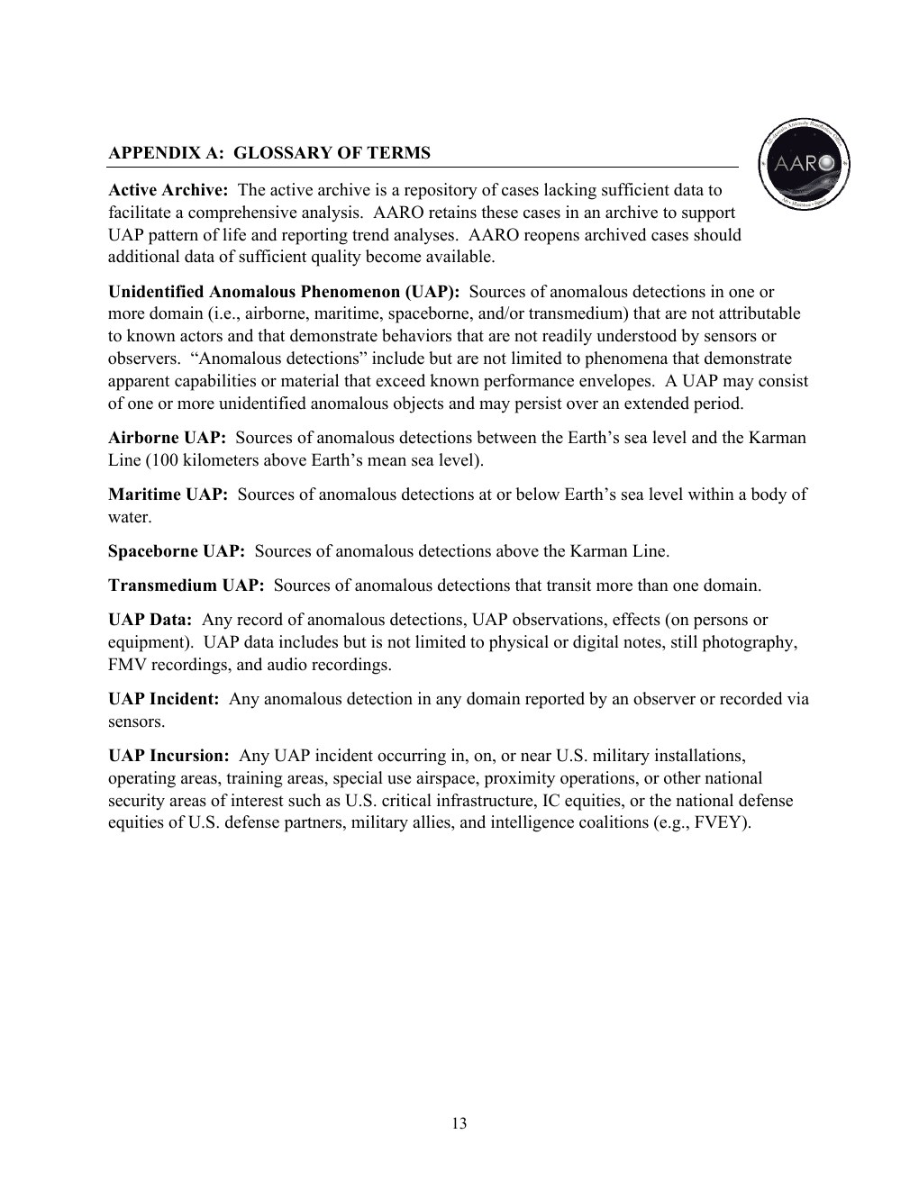 FY2025 UAP年次報告公式PDFの14ページ