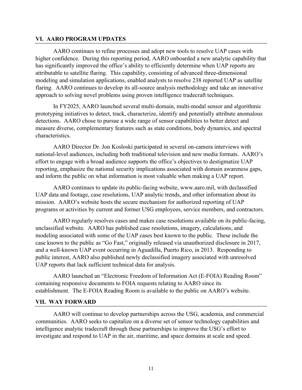 FY2025 UAP年次報告公式PDFの12ページ