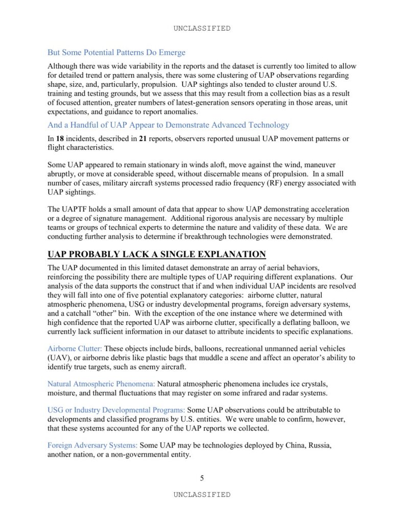 2021 UAP予備評価公式PDFの5ページ