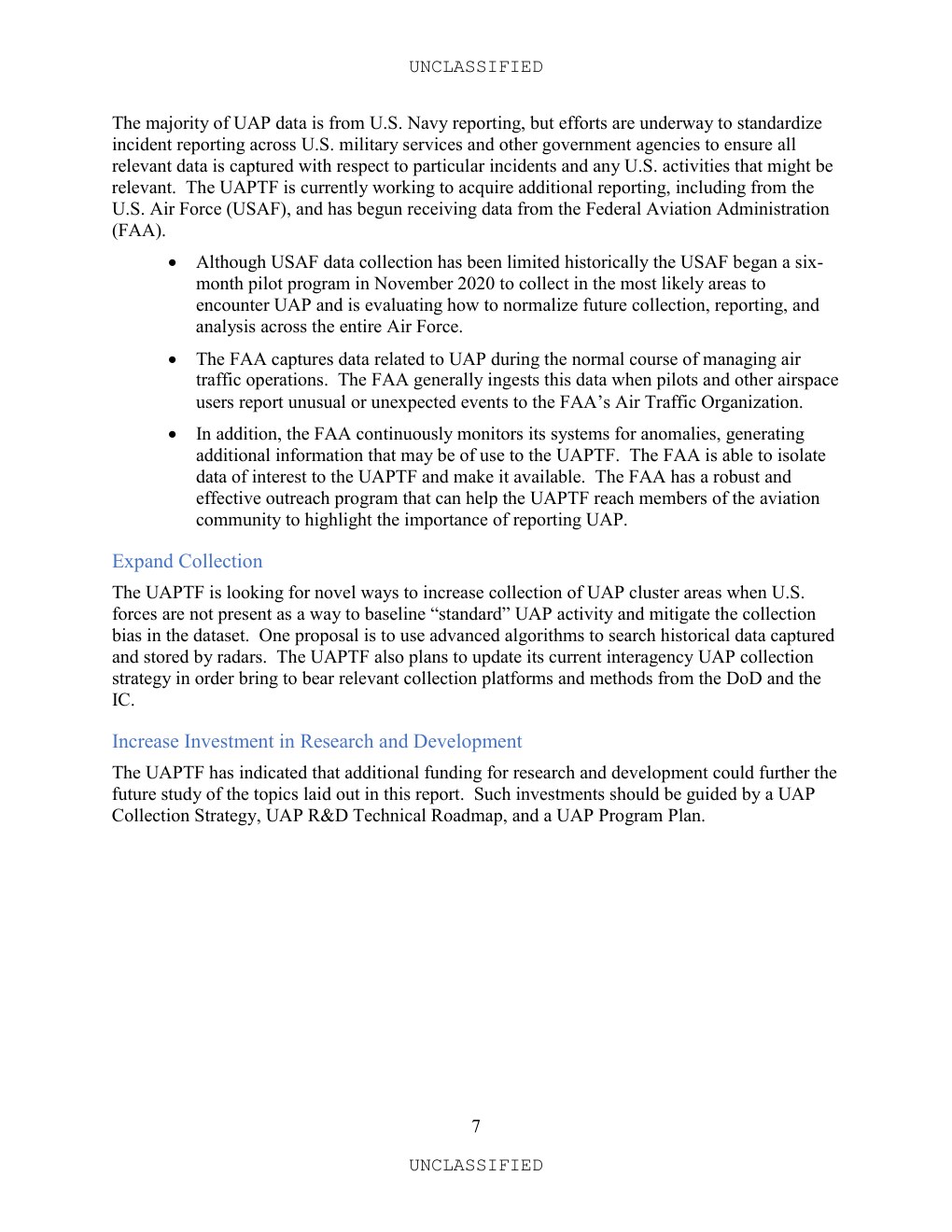 2021 UAP予備評価公式PDFの7ページ