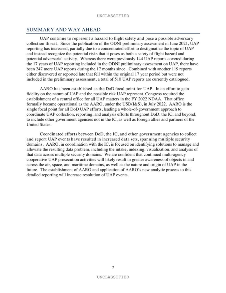 2022 UAP年次報告公式PDFの8ページ
